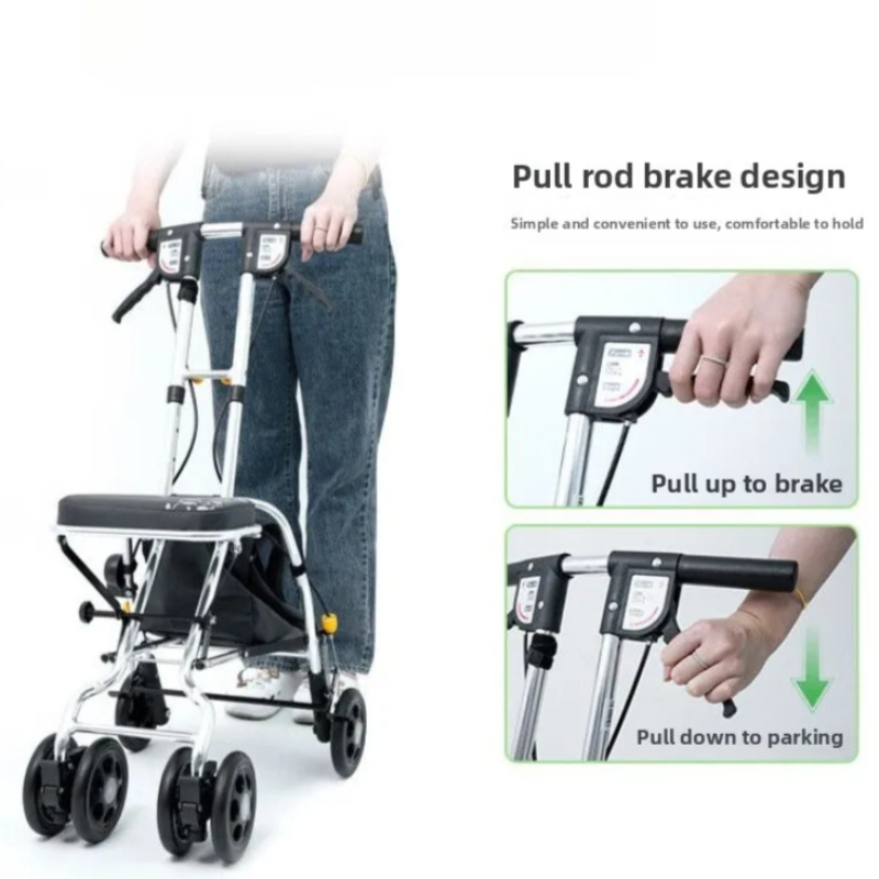 Opvouwbare rollator met zittin - Pull Cart Fold recensie en prijs